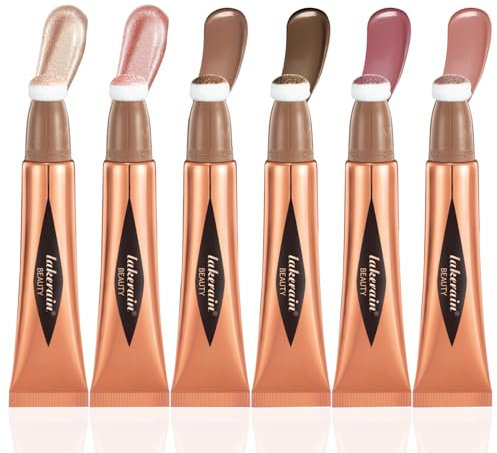 Joyeee 6 Stk Flüssige Kontur Beauty Wand, Highlighter Blush und Bronzer mit Kissen Applicator befestigt, Seidige Creme Schimmer Lange Anhaltende, Multifunktionales Contour Make-up Stick für Frauen#1