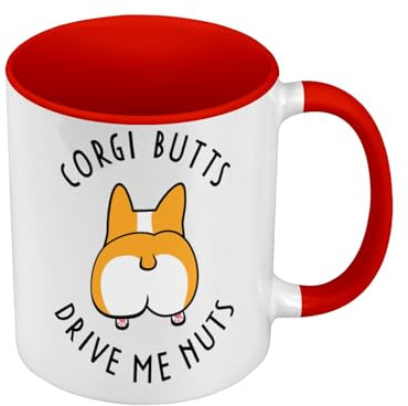 Fabulous Mug de Couleur Qualité Premium Rouge - Corgi Butts Drive me Nuts Dog Pets - Tasse avec anse et intérieur de couleur