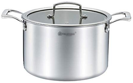 OQHAIR Casserole avec Couvercle en Verre trempé et poignées résistantes à la Chaleur en Acier Inoxydable Professionnel Triple épaisseur (18 x 10 cm)