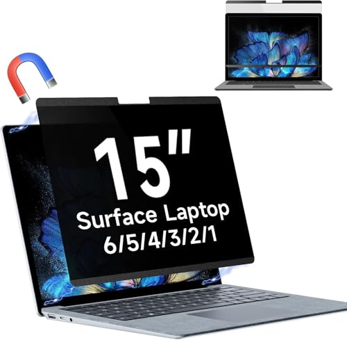 Filtre de Confidentialité pour 15 Pouces Surface Laptop 6/5/4/3/2/1 | Magnétique Protection Ecran Amovible Filtre Anti Lumiere Bleue Anti Espion Anti-Reflet Installation Facile