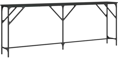 vidaXL Tavolino Consolle Nero 200x29x75 cm in Legno Multistrato