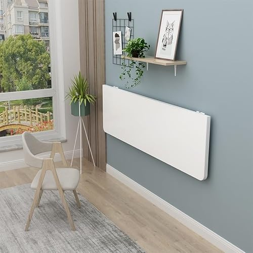 MUL-BOUTIQUE Klapptisch zur Wandmontage, klappbarer Wandtisch aus Holz, schwimmender klappbarer Wandtisch für Laptop, kleiner schwimmender Schreibtisch, platzsparend, 80 x 50 cm (weiß)