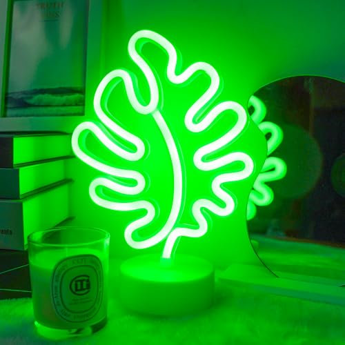 Aslanka Monstera Neon, LED Table Lamp Night Light, Night Light Decor for Bedroom, Christmas Birthday Party, Living Room for Kids Present