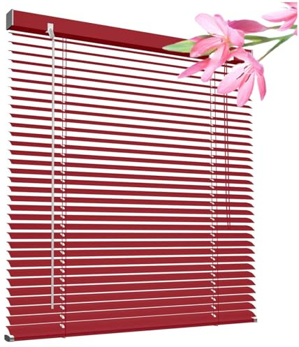 Xrdbfd Persianas Venecianas De Aluminio Rojo, Estores Metálicas 40/60/85/95/110/135cm, Estores Venecianas Horizontales para Ventanas Puertas, Cortinas Enrollables Día y Noche,WxH-45x130cm/17.7 * 51in