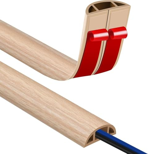 Passe Cable Sol 1M Goulotte Passe Cable Sol, Petit Canal de Cordons d'alimentation Flexible pour Le Bureau Protection des Fils Electriques et Prévention des Risques de Trébuchement