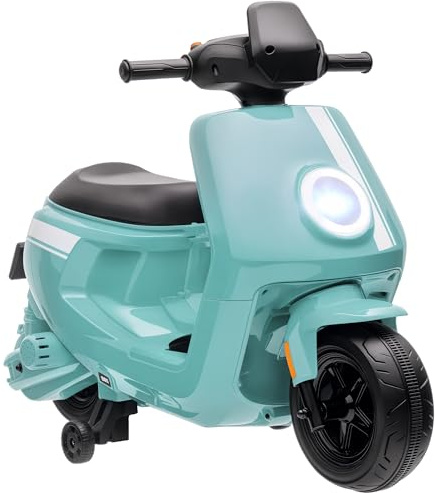 AIYAPLAY Kinder Elektro-Motorrad, 6V Kindermotorrad mit Scheinwerfer, Musik, Vor- und Rückwärtsgang, Trainingsräder, 1,5-3 km/h, Elektromotorrad für 1,5-3 Jahre Kinder, Grün