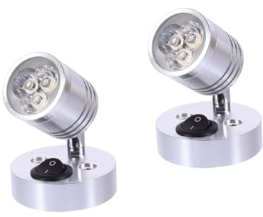 OUNONA 2 Pz Lampada Da Parete 12v Riflettore Illuminazione Per Camper Lampada a Muro Per Yacht Da Barca Faretto a Led Da Parete a Led Da Soffitto Alluminio Silver