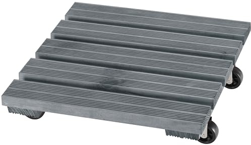 Dörner + Helmer Pflanzenroller Mammut, Quadratisch, 38cm x 38cm, 100kg Tragkraft, Rutschhemmend, für Outdoor, Grau