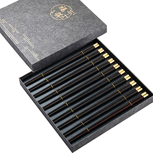 OWOHYG Set Regalo di Bacchette Giapponesi in Legno con Custodia, 10 Paia di Bacchette riutilizzabili, Bacchette Cinesi di Lusso in Legno Naturale, Bacchette per Sushi Antiscivolo, lavabil(E)
