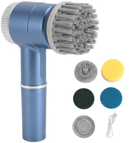 Electric Spin Scrubber, Handheld IPX7 Waterproof Electric Spin Brush mit 5 austauschbaren Köpfen, wiederaufladbare elektrische Reinigungsbürste für die Küche
