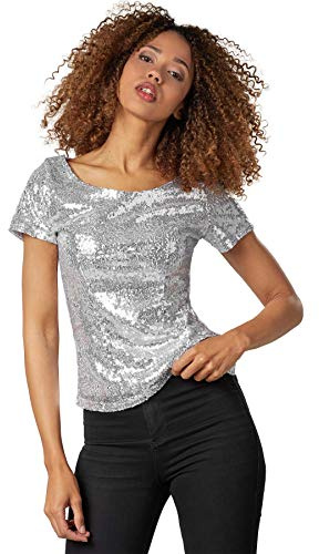 dressforfun Pailletten Top Damen, Glitzer Oberteile Damen, Pailletten Oberteil Damen, Disco Kostüm Damen, sexy Faschingskostüme, Party Oberteil Damen, Party Top, Galaxy Kostüm Damen