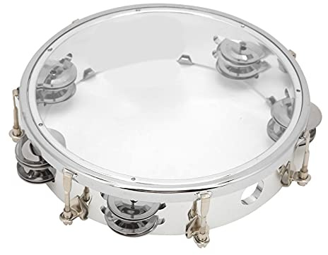 QANYEGN 8-Zoll-MBAT-Tamburin, zweireihiges Jingles-Trommel-Musikinstrument, Handtrommel-Percussion-Instrument für Party (Transparent)