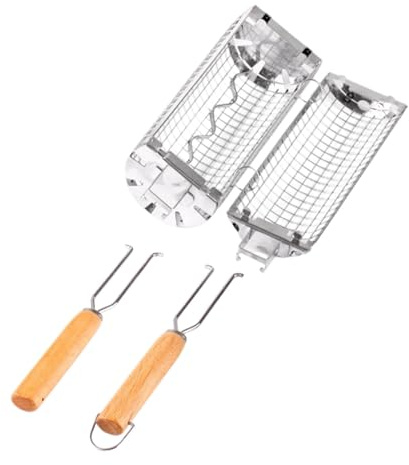 Parrilla de verduras para barbacoa, cesta para parrilla, red portátil para barbacoa, cesta de parrilla para barbacoa, jaula de parrilla vegetal, red de barbacoa de acero inoxidable, cesta de