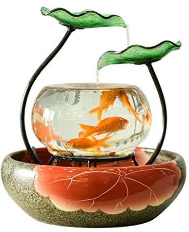 Msuiiixcccc Lotus Small Desktop Fountain Indoor Fish Tank Decor Lucky Flowing Water Fountain Home Ornament Desktop fountain (Color : B)
