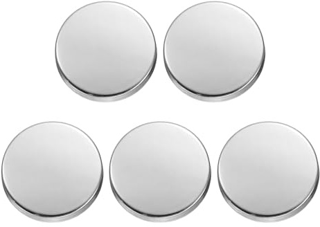 sourcing map 5pcs Metal Round Buttons 20mm Zinc Alloy Shank Flat Sewing Craft Replacement Buttons for Clothing Decoration DIY Accessories, Bright Silver