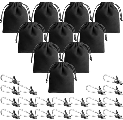 Set di 10 sacchi per gazebo, 10 tasche per pesi e 20 clip, adatto per il fissaggio di tende esterne, piedini per gazebo, tovaglie, colore nero