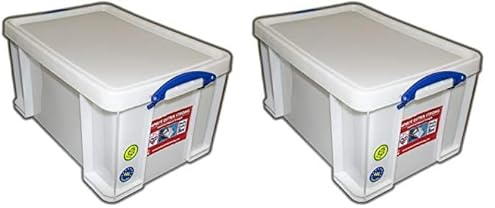 Really Useful Box Plastic Storage 48 Litre White Strong (Pack of 2)
