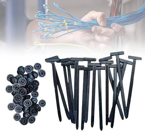 Serre Cable,200 Pcs Attaches Autobloquantes Universelles en nylon Rivets en Plastique pour Réparation Automobile, Fixation Rapide et trou (50 Pcs)