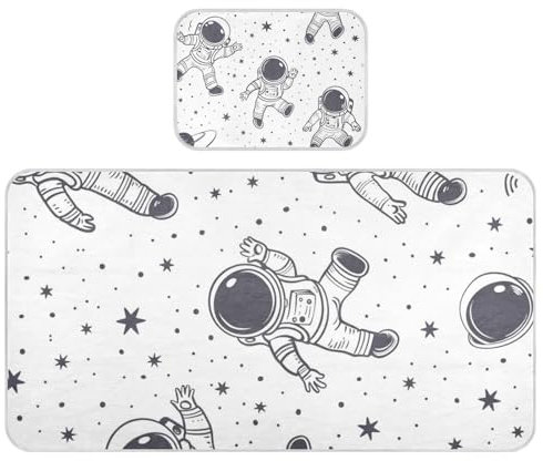 Astronaut Doodle Simple Lines kühlende Baby-Matratze, 71,1 x 132,1 cm, wiederverwendbare Bettauflagen für Erwachsene für Babys und Kleinkinder
