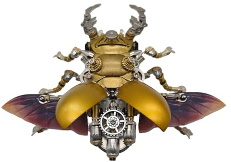 BuildCubes Käfer 3D Metall Puzzle Erwachsene, Silberhornkönig Steampunk Mechanisch Insekt 3D Puzzle Metall Modellbausatz Tier, DIY Montage Giraffen Hirschkäfer Modell Kit Spielzeug -KIT