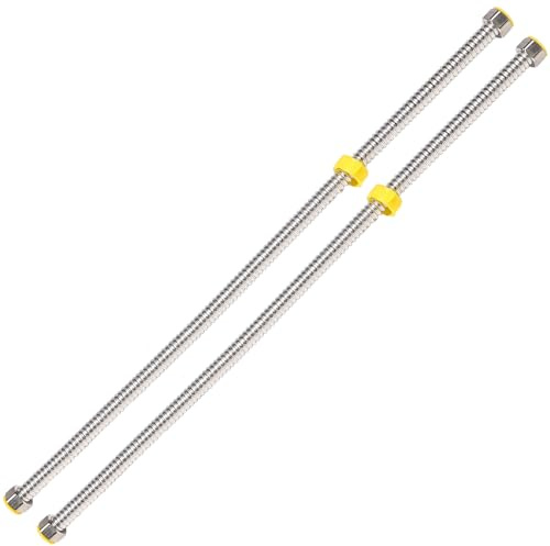 SEWACC Tuyau De Chauffe-eau Ondulé En Acier Inoxydable 304 1/2 Pouce, Résistant à La Corrosion, Flexible, 60 Cm, 2 Pièces, Raccordement Plomberie Chauffe-eau Domestique