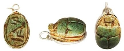 Colgante Egipcio de Escarabajo Sagrado, Piedra Caliza y Plata de Ley, 10 x 15 mm, con Cordón Negro, Amuleto de la Suerte