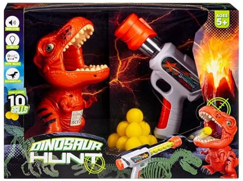 FAHAAM Dinosaur Hunt Shooting Game Set with Light and Sound, 10 Foam Balls, Dinosaur Shooting Game Toys for Kids, Outdoor Indoor Toys for 3 4 5 6 Year Old Boys and Girls Kids. (24.5 x 19.5 x 10.8cm)