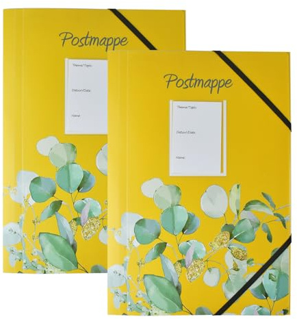 Postmappe Schule,Post Mappe,2 Stück Postmappe Grundschule,Eckspannermappe a4 Gelb,Sammelmappe a4 Gelb für Jungen und Mädchen