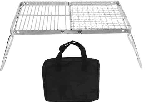 Grill de Acero de Acero Inoxidable Camping Grill Durable Camping Portable Barbacoa Barbacoa Ratería de Rejilla para la Parrilla de fogata de Acero Inoxidable Reuniones de Barbacoa