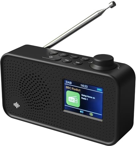 DAB Radio Portable, DAB Plus/DAB Radio, FM Radio, Small Radio, XL Large LCD Display Portable Radios Mains and Battery, USB Charging for 10 Hours Playback, (Melody by iBox)