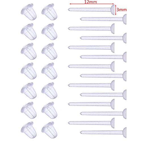 Chevnzev 100 Set Orecchini Ipoallergenici Semplici Perni per Orecchie in Plastica Trasparente Ago E in Resina Fai da Te Accessori Perni Vuoti Perno