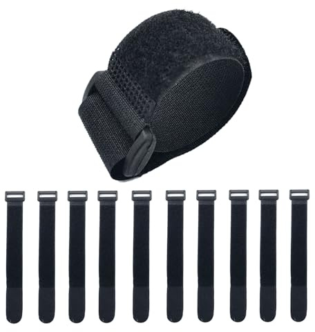 Hook and Loop Cable Straps Heavy Duty Adjustable Hook and Loop Straps 10-Pack Self Adhesive Nylon Ties 1 x 8 (25x200mm) for Organizing Cords Tools and Gear