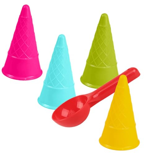 WHAMVOX Strandspielzeug Satz für Bunter Kunststoff Sandlöffel mit Eiscreme Eistüten Form Sandspielzeug für Garten Strand Sandkasten