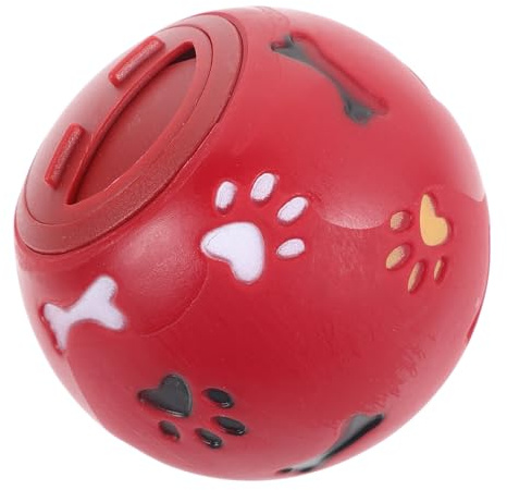 minkissy Pelota de Liberación para Perros Pequeños de TPR Rojo con Orificios para Agua para Desarrollar Inteligencia y Juego Interactivo