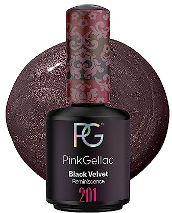 Pink Gellac UV Gel Nagellack - 201 Black Velvet 15 ml - Lang Anhaltend UV Nagellack Schwarz - Gel UV für 14 Tage Nägel in Salonqualität - Made in Holland