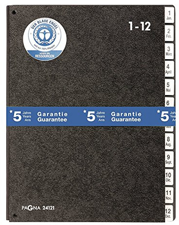 Pagna Pultordner Classic (Pultmappe, 12 Fächer, 1-12/Jan-Dez, schwarz, 5)