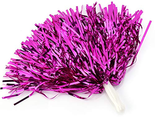 Tbest Cheering Pompoms Pompons 6/12 stücke Cheerer Pom Poms Cheering Poms Blume Hängen Metallfolie Pom Poms Kader Jubel Sport Party Dance Nützliche Zubehör(Rosenrot 12)