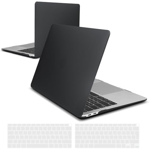 iNeseon Hülle Kompatibel mit MacBook Air 13 Zoll (A2337 M1 A2179 A1932) 2018-2021 Released, Plastik Case Cover Hartschale Schutzhülle + Tastaturschutz für MacBook Air 13 Retina, Schwarz