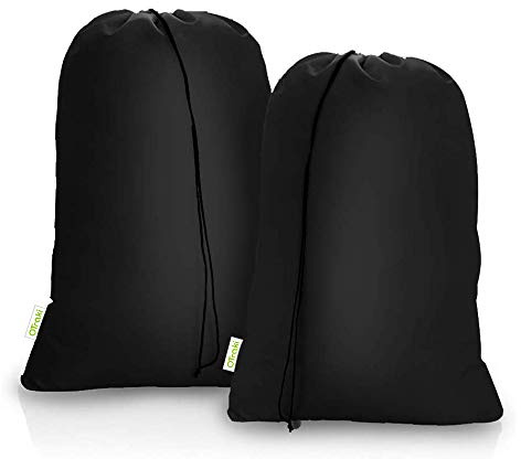 2 Pack Heavy Duty Large Laundry Bag 28x45 inch Extra Hamper Bag Dirty Clothes Organizer Drawstring Cloth Laundry Bag for Travel Camp Home College Dorm Drying Do Not Exceed 176℉ Black