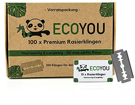 EcoYou Premium Rasierklingen für Rasierhobel set 100 Klingen ✮ rostfreie Ersatzklingen für Rasierhobel Damen und Herren ✮ Hochwertige Rasier Klingen langlebig - Razor Blades