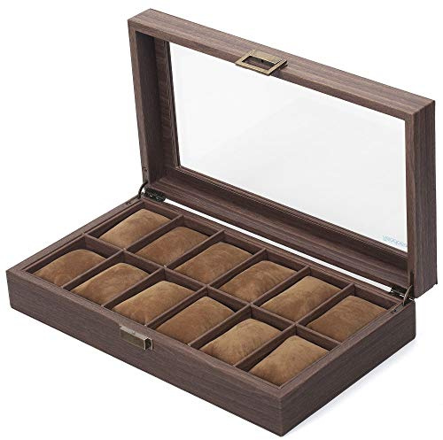 Uhrenaufbewahrungsbox | Uhrenschachtel | Uhrenschatulle | Uhrenbox | Watch Box aus Kunstleder mit Holzmuster