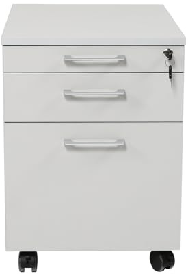 furni24 152.FRN.54.11.204.02 rullbehållare, trä, grå, 43 cm bred, 59 cm djup, 57 cm hög