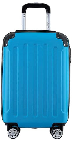BEIBYE- Hartschalenkoffer Koffer Trolley Rollkoffer Reisekoffer Zahlenschloß 4 Zwilings-Rollen (Cyan-Blue, Small-55cm)