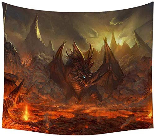 Chenso Mysterious Dragons Fantasy World Tapisserie Mittelalterlicher Drache Mythos Biest Wandbehang Wandteppich Spiel Mythologie Wanddecke Schlafzimmer Wanddekoration-150x230cm_Muster1