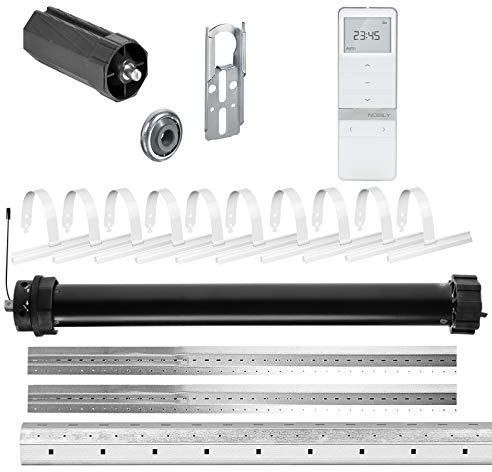 NOBILY Rolladen-Komplett-Set f. 60mm Achtkantwelle Mechanischer Funk Maxi-Rolladenmotor 40Nm + Rolladen Handsender + Mechanik-Set, Gesamtlänge bis 3,50 Meter