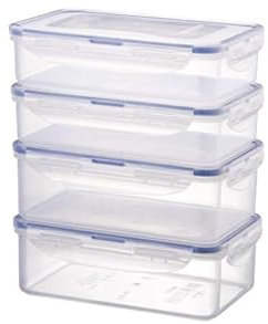 Lock & Lock Frischhaltedosen im 4er Set – stapelbare Vorratsdosen aus hochwertigem, transparentem Kunststoff, bpa-frei – auslaufsicher – rechteckig, 2 x 0,8 Liter und 2 x 1 Liter