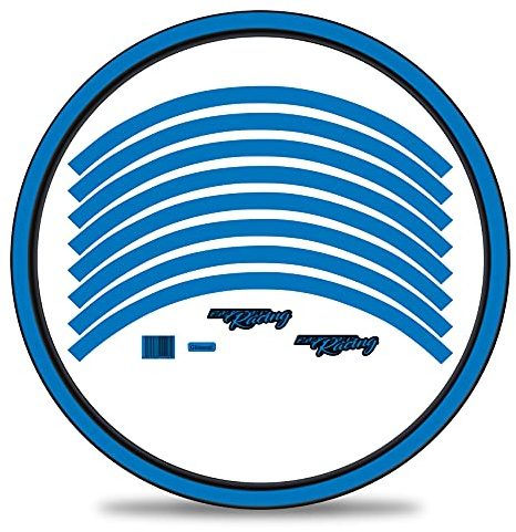 16-teiliges Set Felgenrandaufkleber Sticker für Fahrrad Felgen im Classic Design Komplett Set für 27 29 für Ebike Rennrad Mountainbike MTB Laufrad RX036 (Neon Blau, Glanz)