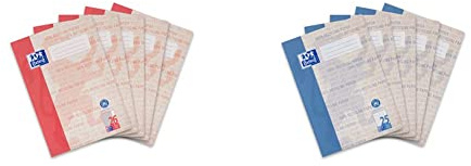 Oxford Recycling Schulheft A4, kariert mit Rand, Lineatur 26, 16 Blatt, 5 Stück & Recycling Schulheft A4, liniert mit Rand, Lineatur 25, 16 Blatt, 5 Stück