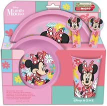 Set vajilla infantil reutilizable de 5 piezas: vaso, plato, cuenco y cubiertos de Minnie Mouse