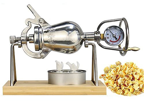 THREMA Mini-Popcorn-Topf, 280-ml-Edelstahl-Popcornmaschine Mit Handkurbel Und 360°-Einstellgriff, 304 Edelstahl & Stark Und Robust, Für Zuhause, Geburtstagsfeier, Filmabend
